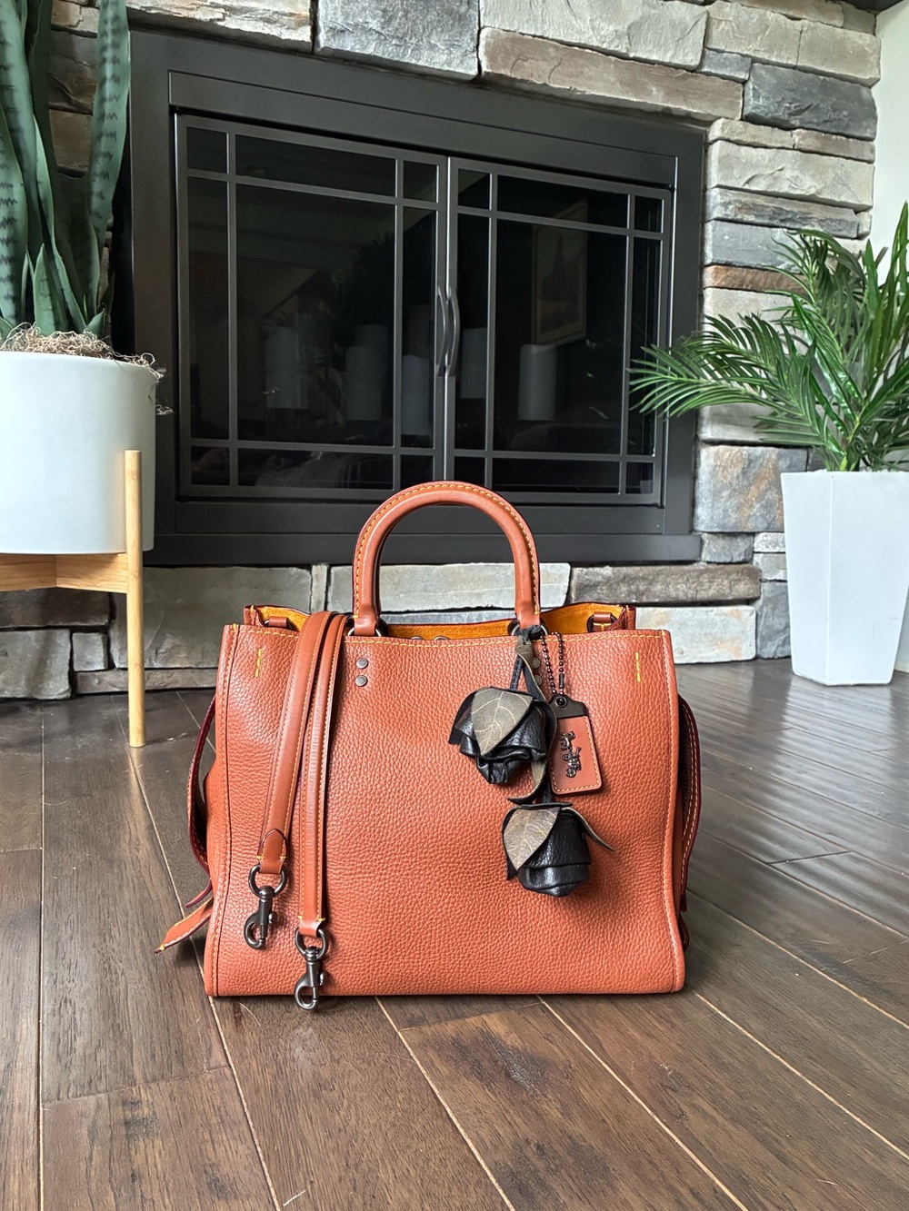 Coach 1941 Rogue 31 Leather Satchel Purse, 38124, Tan / Brown / Gunmetal